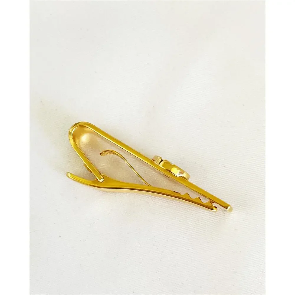 DUNHILL Vintagex Silver Gold Two Tone Lined Logo Rectangular Cufflinks 2 Tie Bar
